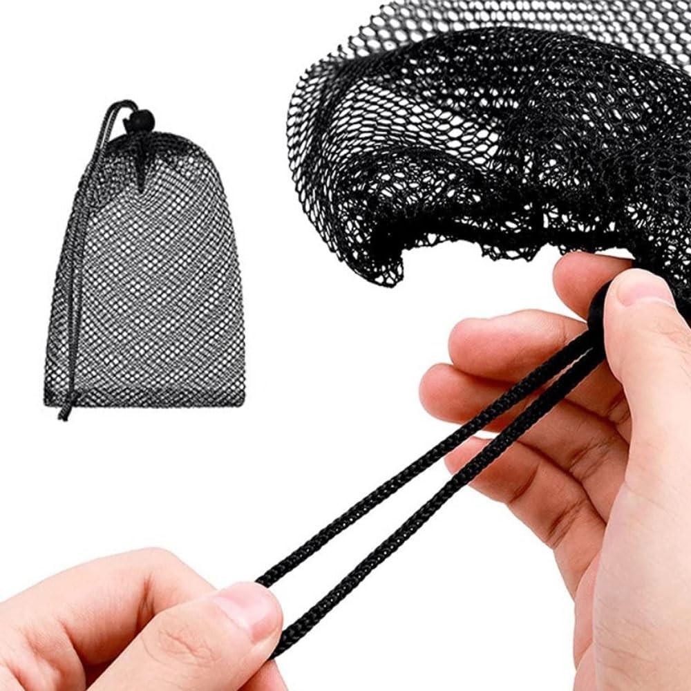 10PCS Black Mesh Drawstring Bags, Portable