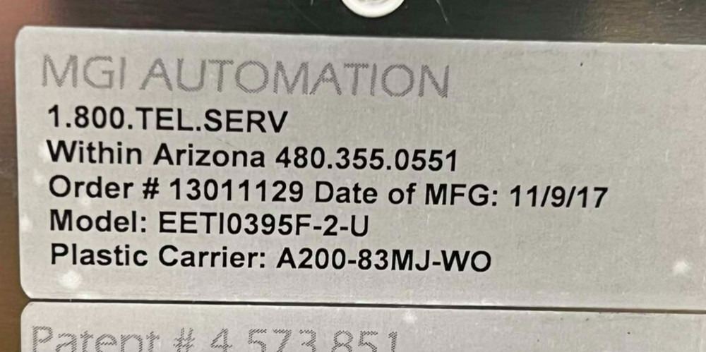 MGI EET10395F-2-U Wafer Exchanger *used working