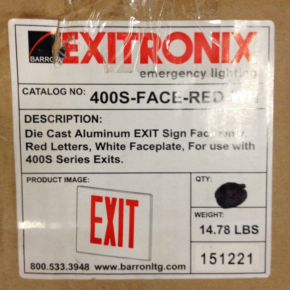 Exitronix 400S-FACE-RED-WH Casts Aluminum EXIT Sign Face only for 400S Series