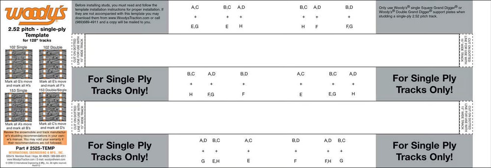 Woodys Studding Templates - Artic Cat 252S-TEMP 3820-0010 18-3956 252STEMP