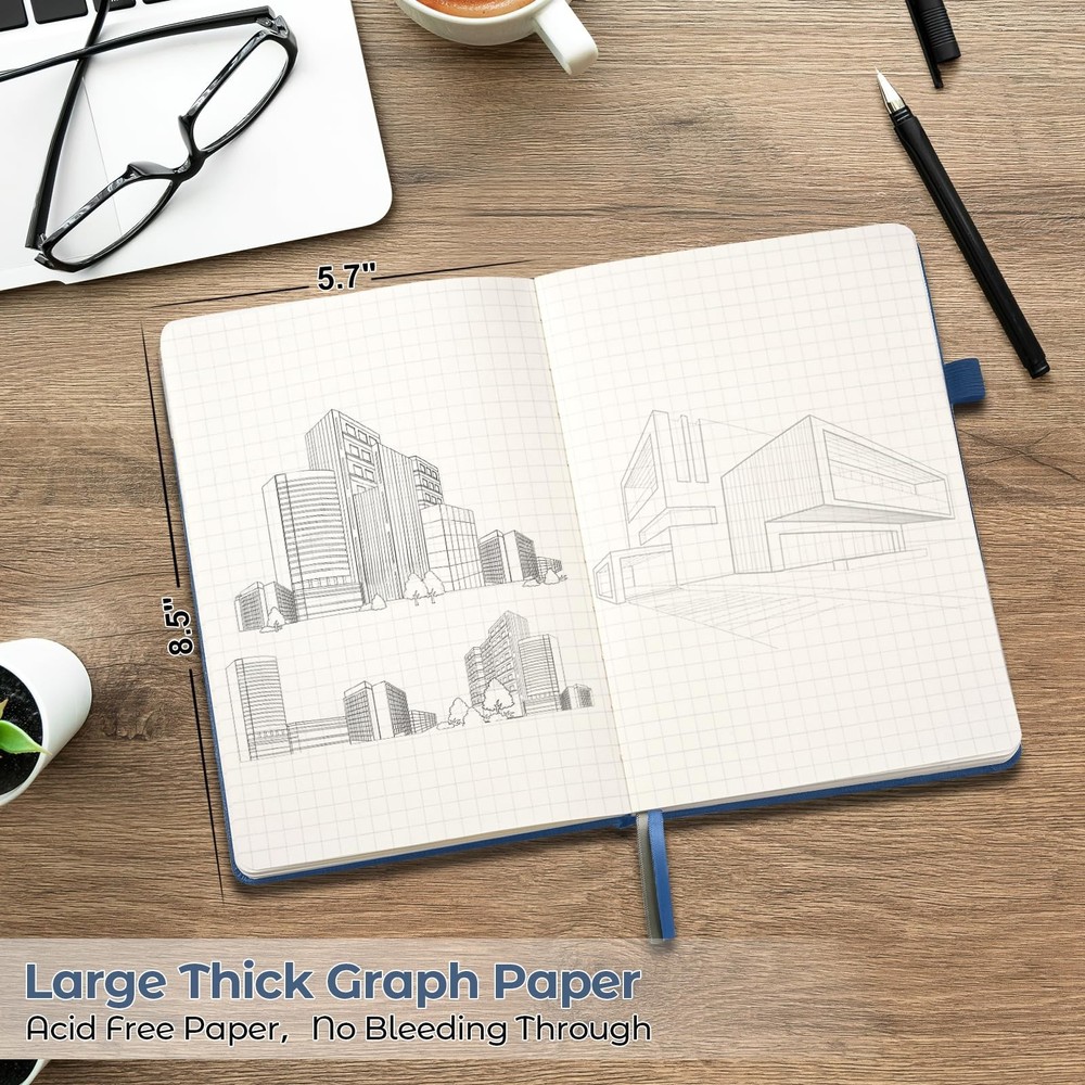 Graph Paper Notebook, 5 Pack Hardcover Notebook, Grid Notebook Journal for Wo...