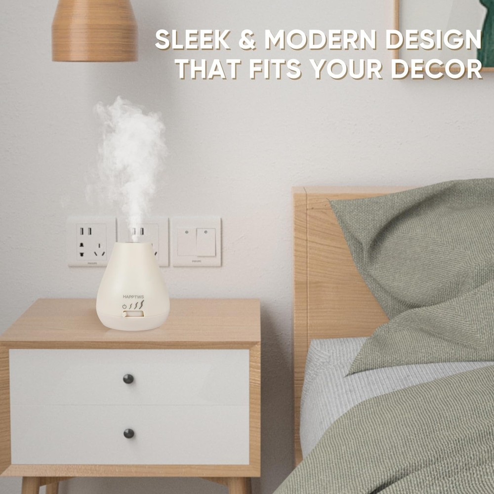 Waterless Essential Oil Diffuser - Battery Powered for Home Use, White