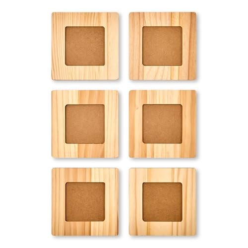 , Square Wood Frames Set, 6 pcs