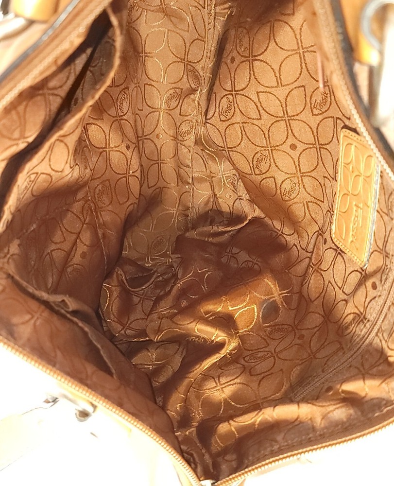 Fossil Shoulder Handbag Tan Leather Distressed Floppy