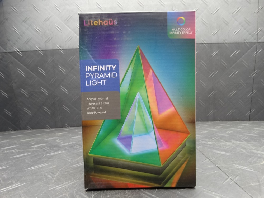 7.7 in. Iridescent Acrylic Indoor Infinity Table Light Pyramid