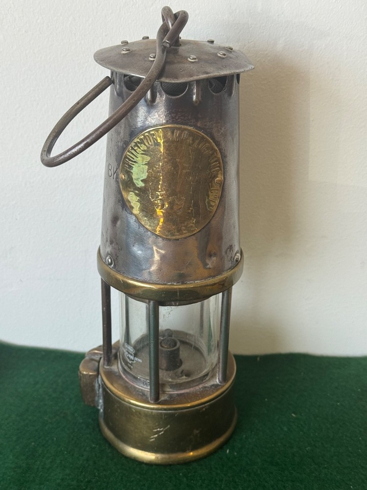 Antique Eccles Protector Miners Lamp Type 6- Brass 9" Tall 1954
