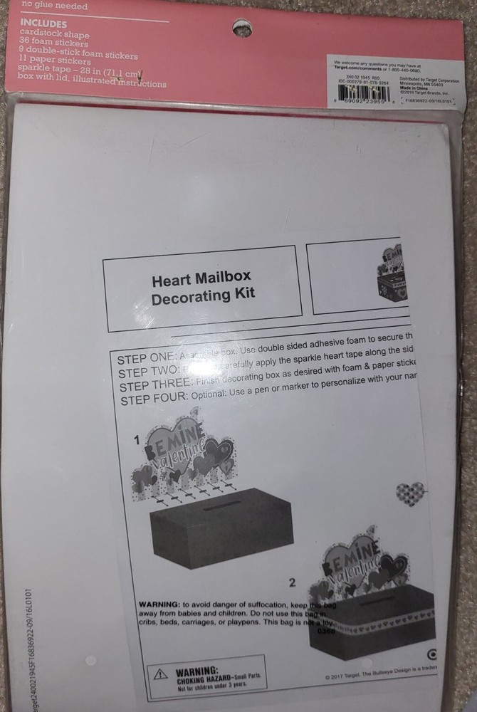 Spritz Valentine Mailbox Decorating Kit Hearts Ages 4+