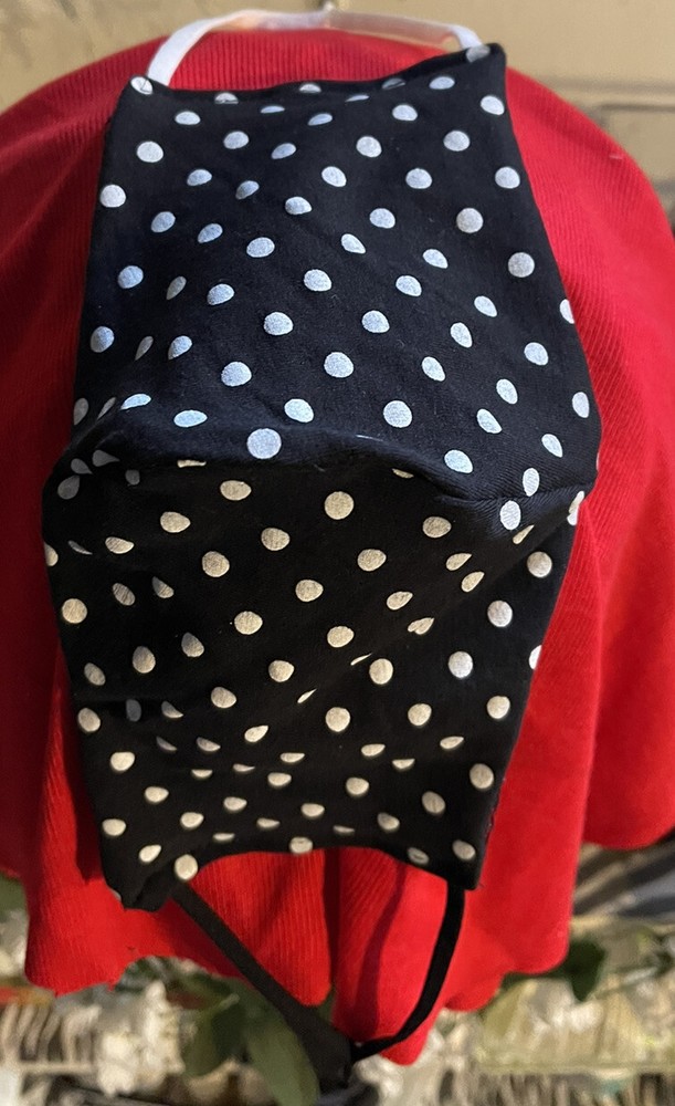 "Polka dot Bikini Panty" front REVERSIBLE Poly blend Face mask (handmade)
