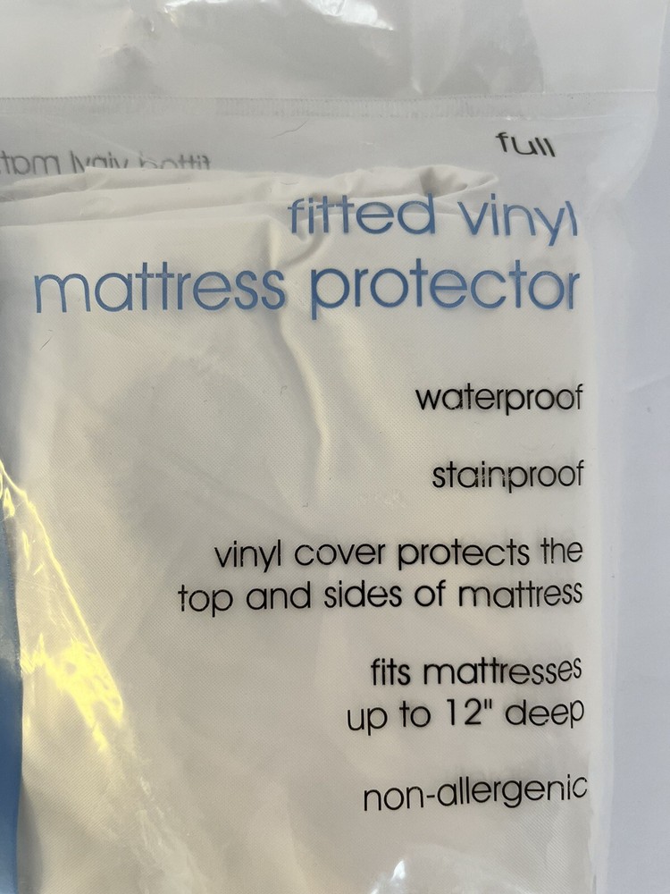 HOME Waterproof Fitted Vinyl Mattress Protector For Full Size Bed 12" Deep