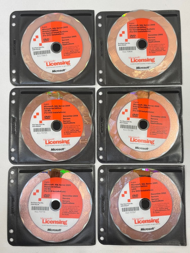 Microsoft SQL Server 2005 for DVD Installations Windows PC 6-Disc Set Software
