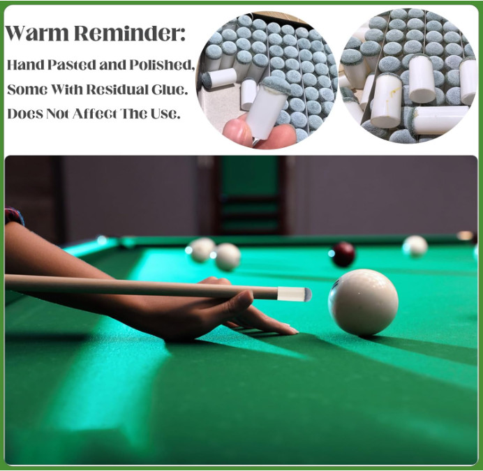 Pool Cue Tips Replacement Kit 20pcs, 9/10/12/13mm, 4 Sizes