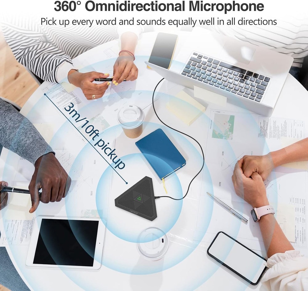 CMTECK Conference USB Microphone, Mute Button, Omnidirectional Condenser Boundar