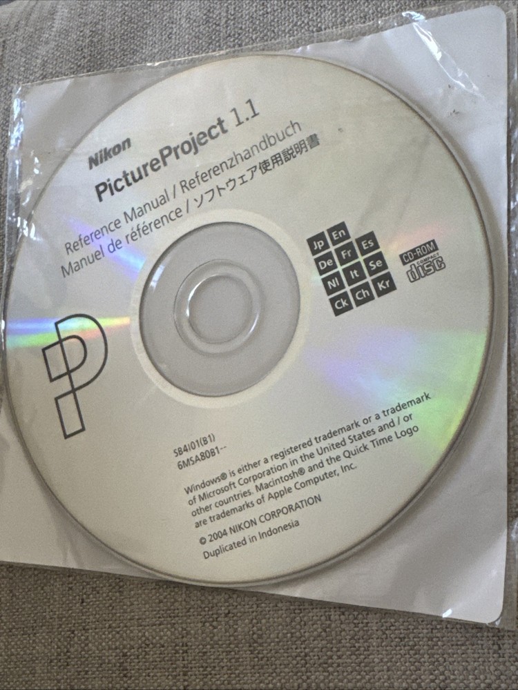 Nikon Picture Project 1.1 Windows & Mac CD-Rom & Reference Manual Mint Disc 2004