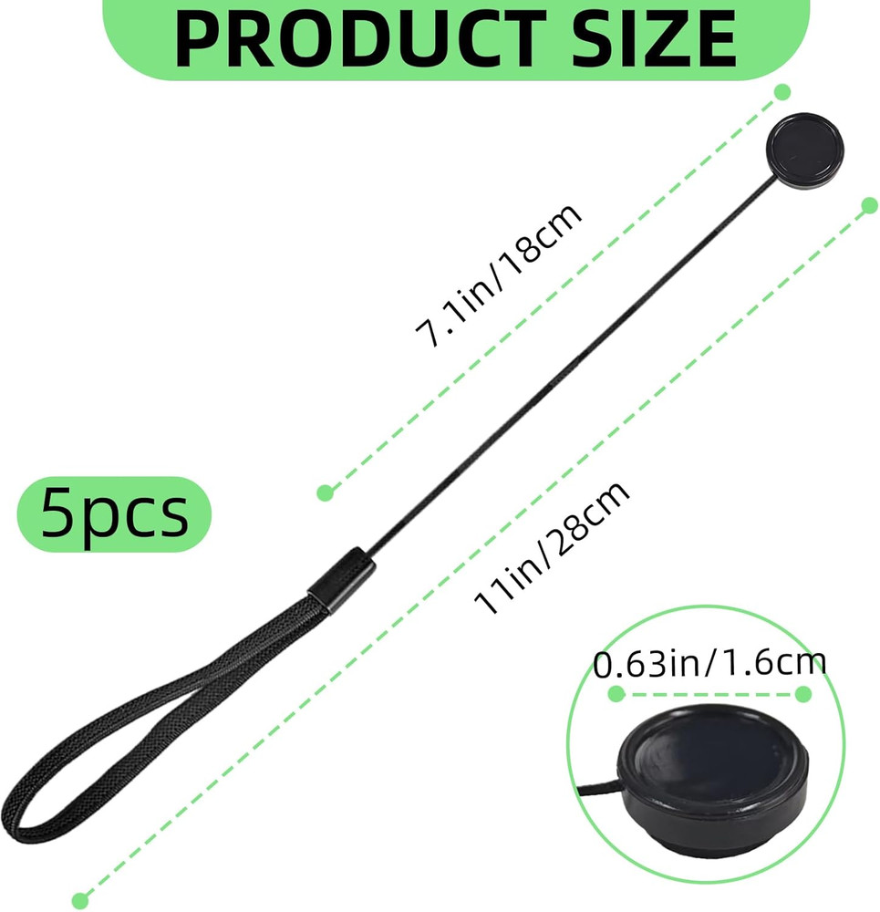 5 Pack Lens Cap Leash,Lens Cap Tether,Lenses Caps Keeper with Elastic String,Cam