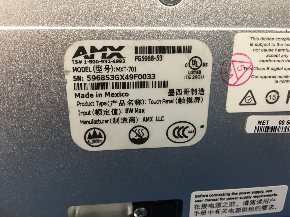 AMX MXT-701 7" Modero Tabletop Touch Panel