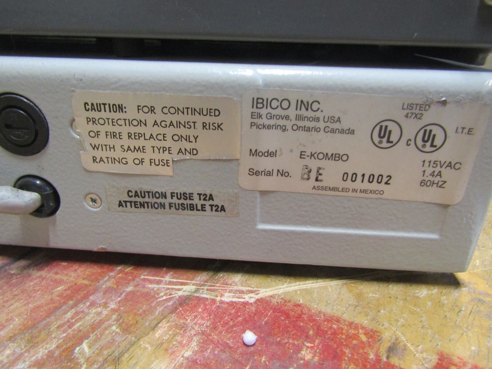 Ibico E-Kombo Electric & Manual Comb Binding Machine MISSING LEVER.