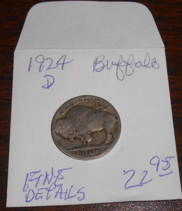 1924 D BUFFALO NICKEL - FINE - DETAILS