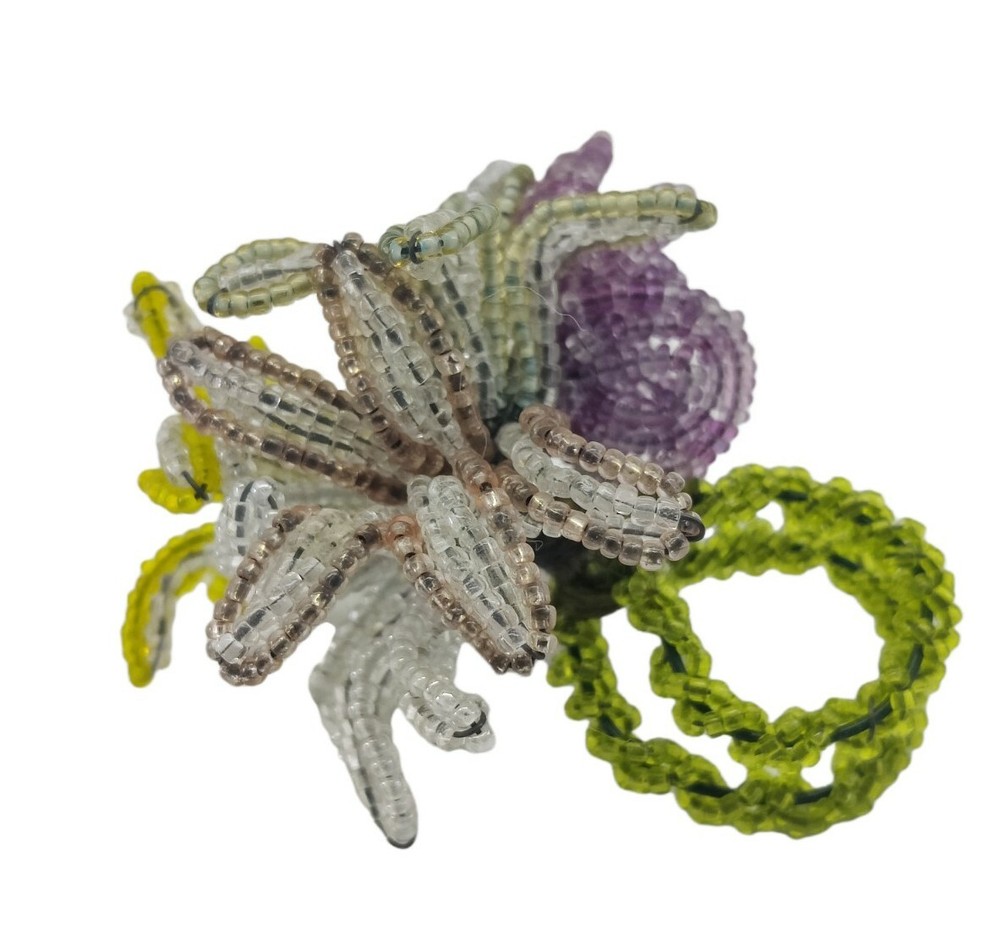 French Seedbead Handmade Ring Floral