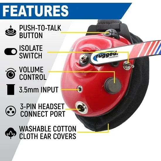 Rugged Radios H80 Track Talk Linkable Intercom Headset New