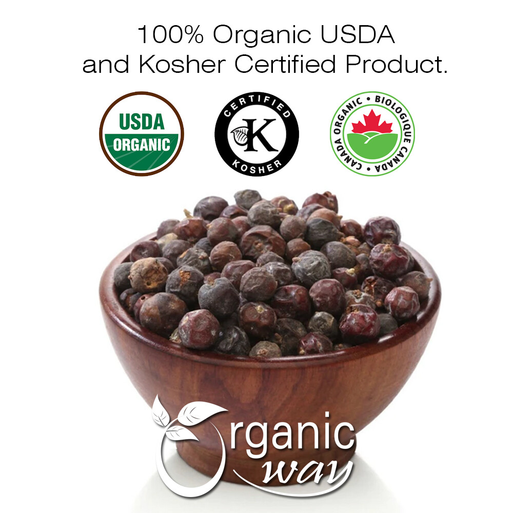Organic Way Juniper Berries Whole - Organic, Kosher & USDA Certified