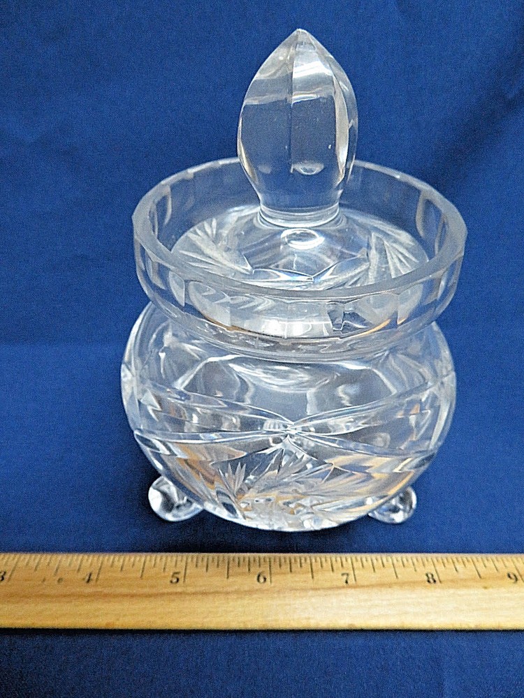 Clear Cut Crystal Footed Jelly, Jam Jar