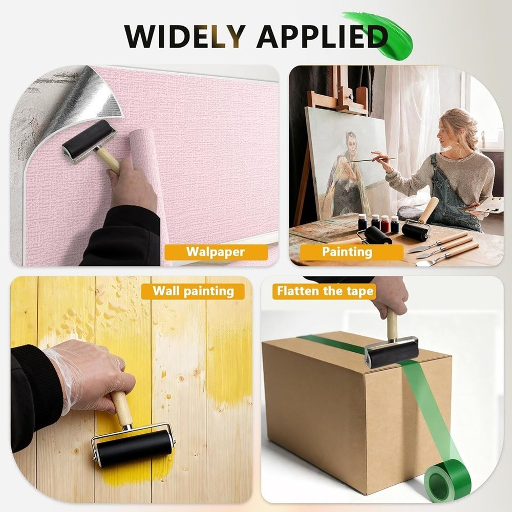 6 Pack Rubber Brayer Roller Kit,3 Sizes Rubber Rollers with 3 Scrapers for4502