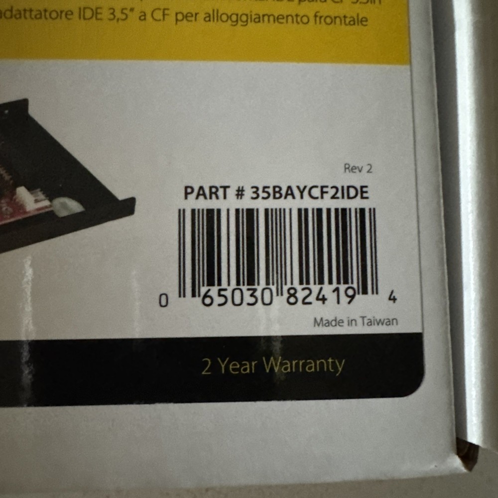 StarTech 3.5in Drive Bay IDE to Single CF SSD Adapter Card Reader