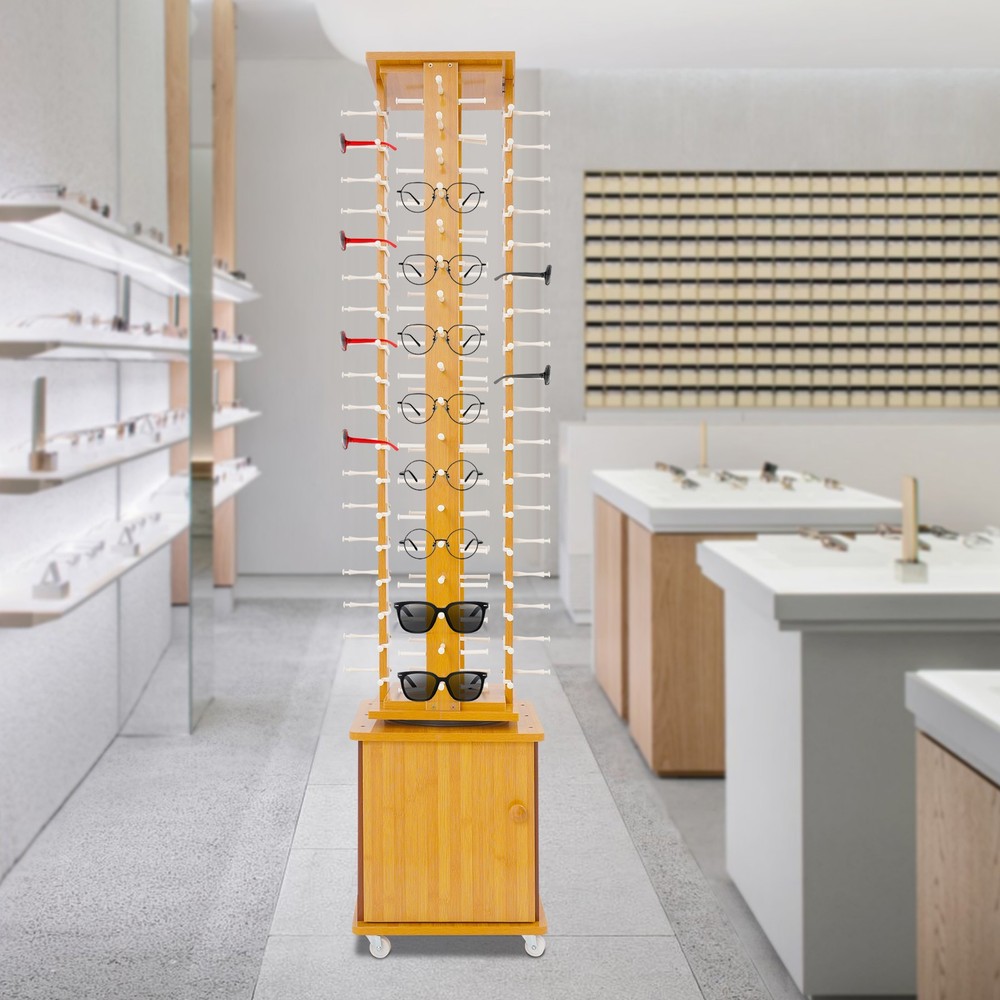 72-Pair Eyeglass Display Rack Rotating Glasses Storage Stand Floor-standing