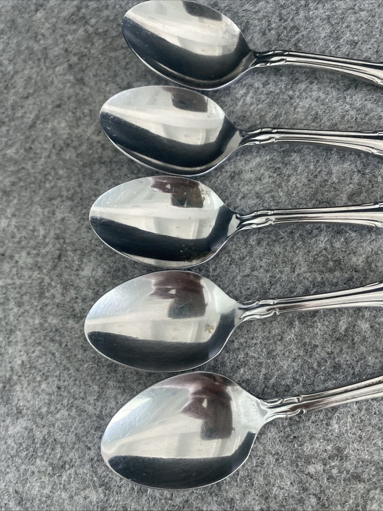 5 TOWLE/SUPREME CUTLERY STAINLESS FLATWARE, "PIERRE" PATTERN, TEASPOONS