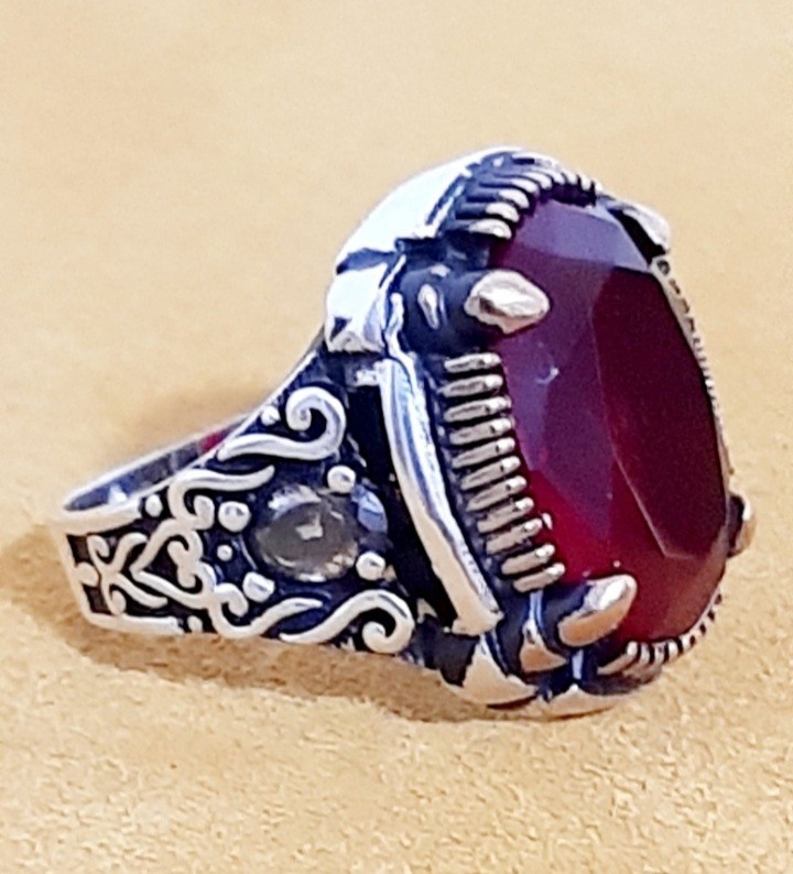 925 SILVER RING Men Solitaire Spinel Ring Sterling Man $