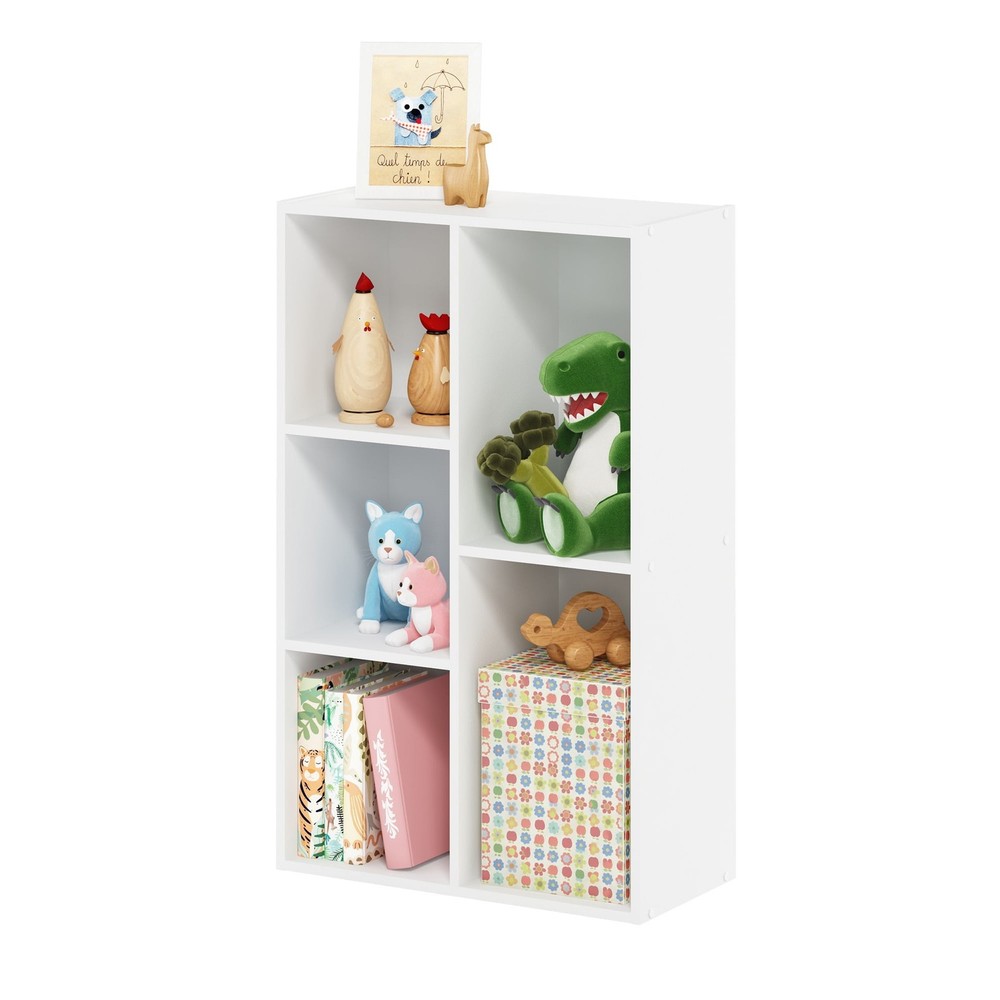 5-Cube No Tool Assembly Open Shelf White W/ Small Space & Easy Setup