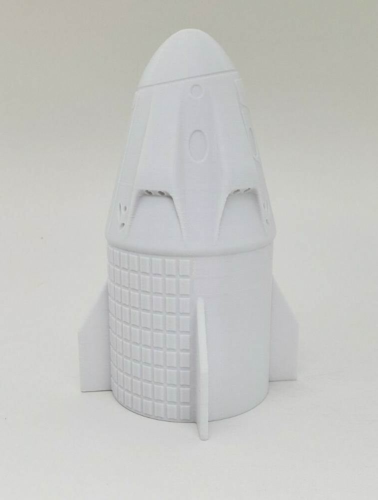 3D Printed 1/48 SpaceX Dragon Prop Display 6.7" White PLA Plastic