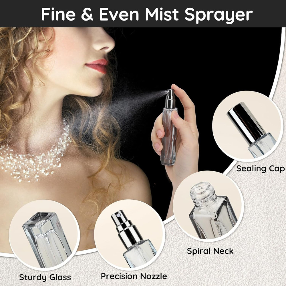 Glass Perfume Bottle Set 5 Pack 10ML Refillable Atomizer Sprayer Travel Sample
