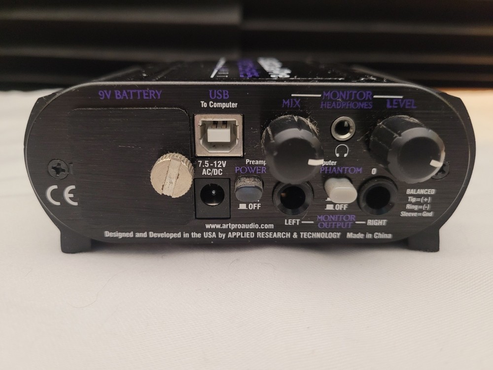 ART USB Dual Pre Project Series 2-Channel Mic PreAmp Computer Interface NO AC