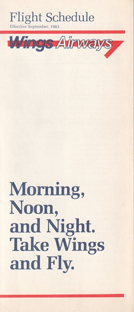 Wings Airways timetable 1983/SEP