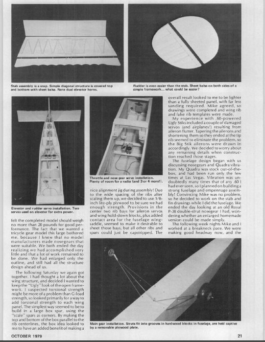 "BIG Stick" 100 inch RC AIrplane Printed Plans