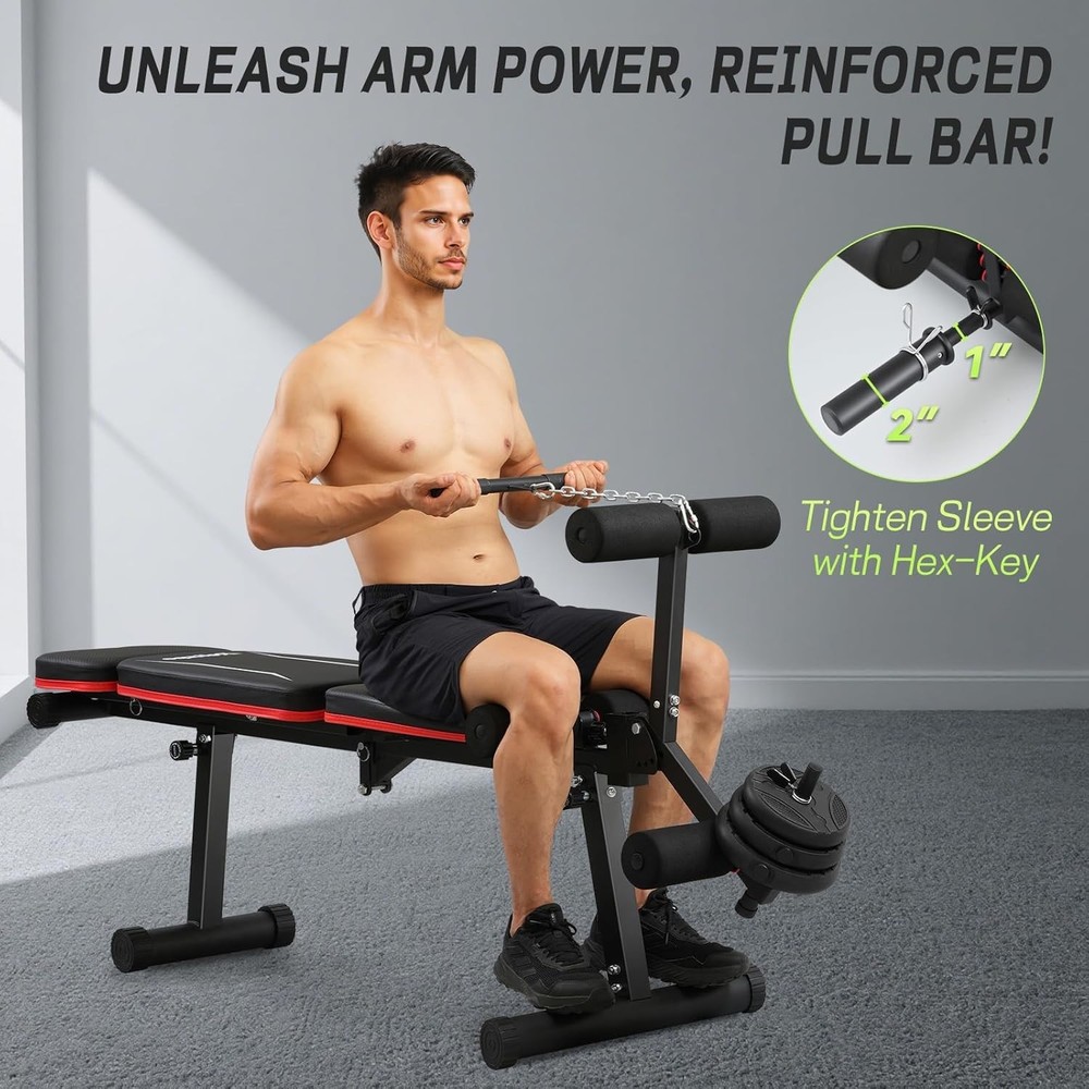 Versatile Adjustable Weight Bench with Leg Curl & Extension, 1200LB Capacity
