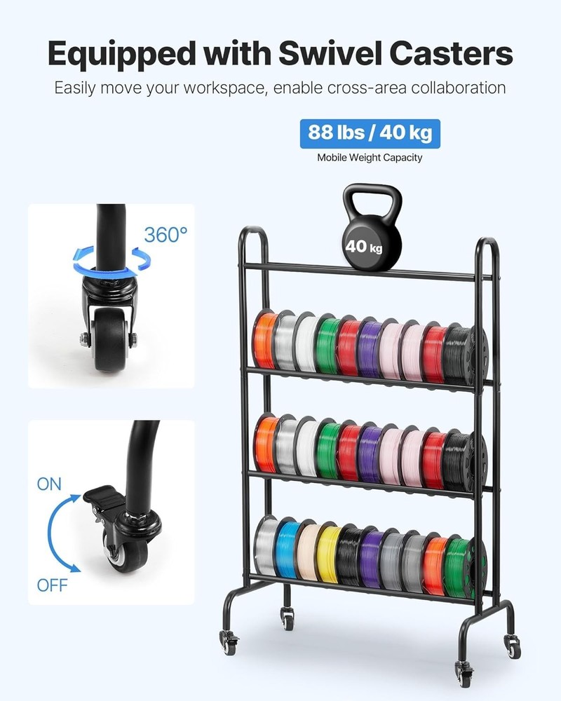 3D Printer Filament Storage Rack 4-Tier 3D Printer Stand with Storage