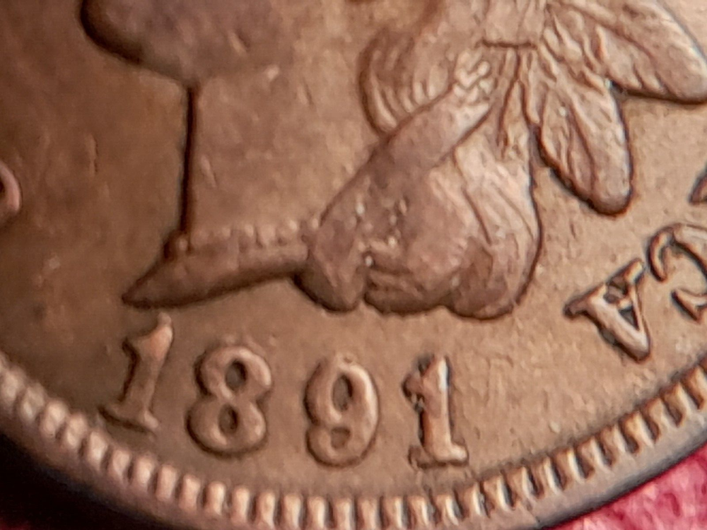 1891 Indian Cent RPD Snow-3 AU