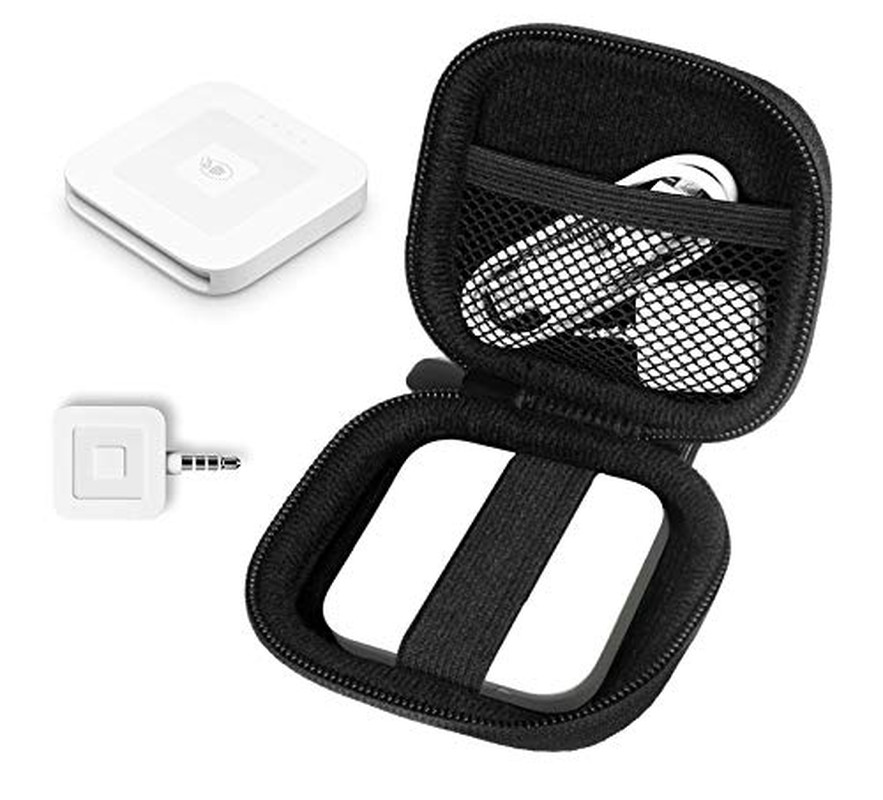 Credit Card Reader Case for Chip Reader with Mesh Pocket and Elastic Strap