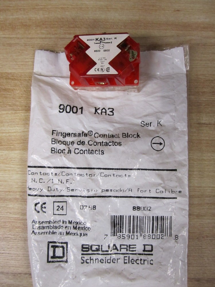 Square D 9001-KA3 Contact Block 88002 Red-Series K