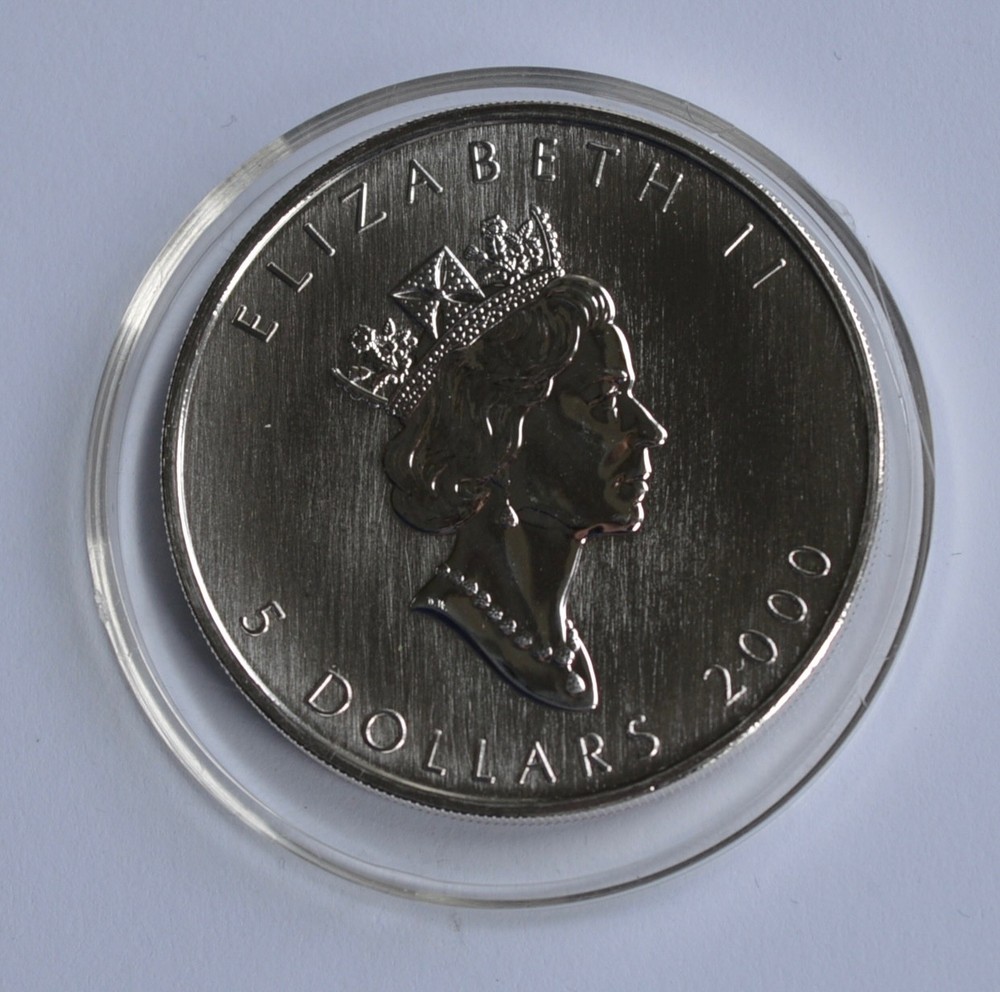 2000 Canada Maple Leaf $5 Fireworks Privy Mark Silver Coin