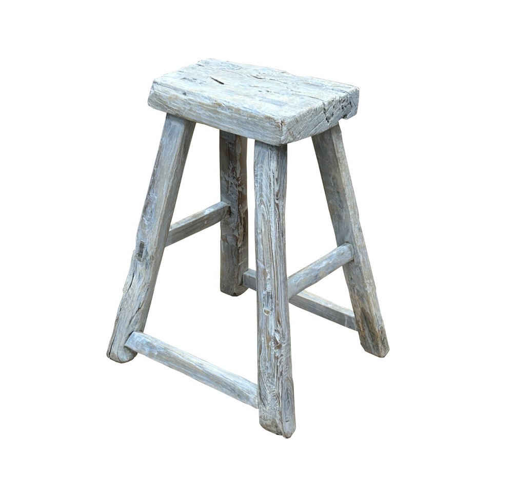 Rustic Raw Rough Wood Grain Rectangle Slim Stool Bench Side Table ws4639