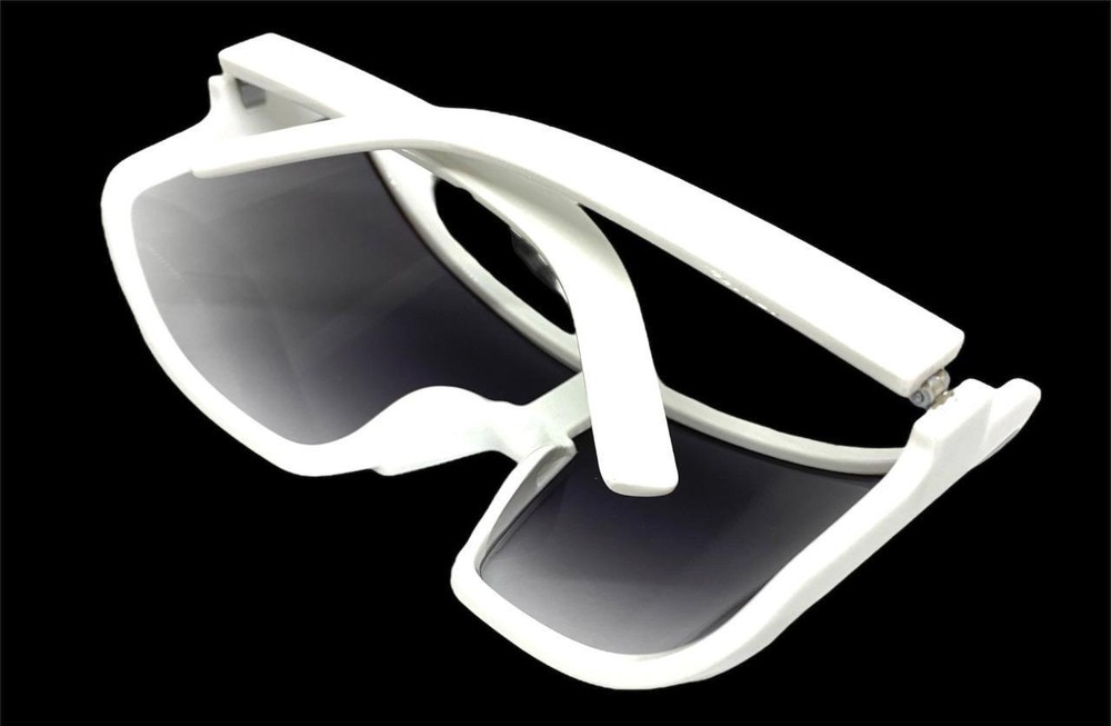 Oversized Exaggerated Retro Modern Shield Raver SUNGLASSES Large Big White Frame