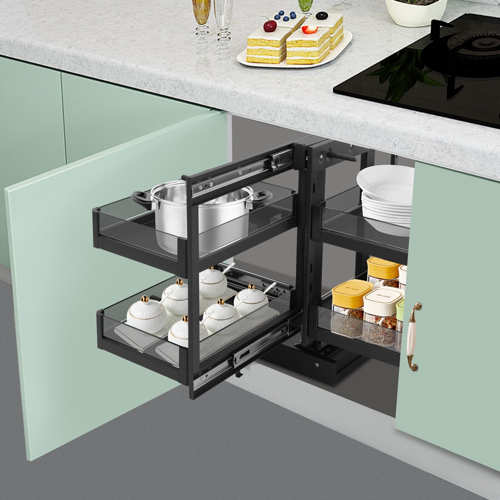 2 Tiers Blind Corner Kitchen Cabinet Organizer Pull Out Kitchen Cabinet Basket