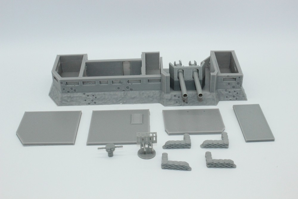 Shoreline Defense Bunker Artillery and AA Gun 3D Printed