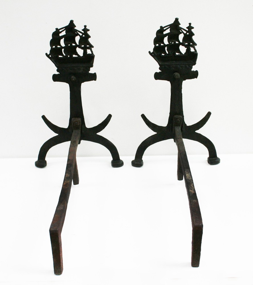Antique Anchor Andirons, Circa 1910