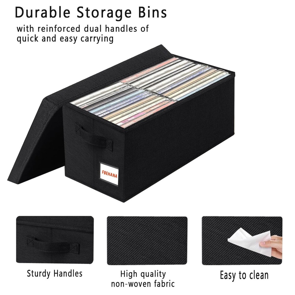 3 Pack CD DVD Storage Case Universal Stackable Organizer Black Fits 135 CD