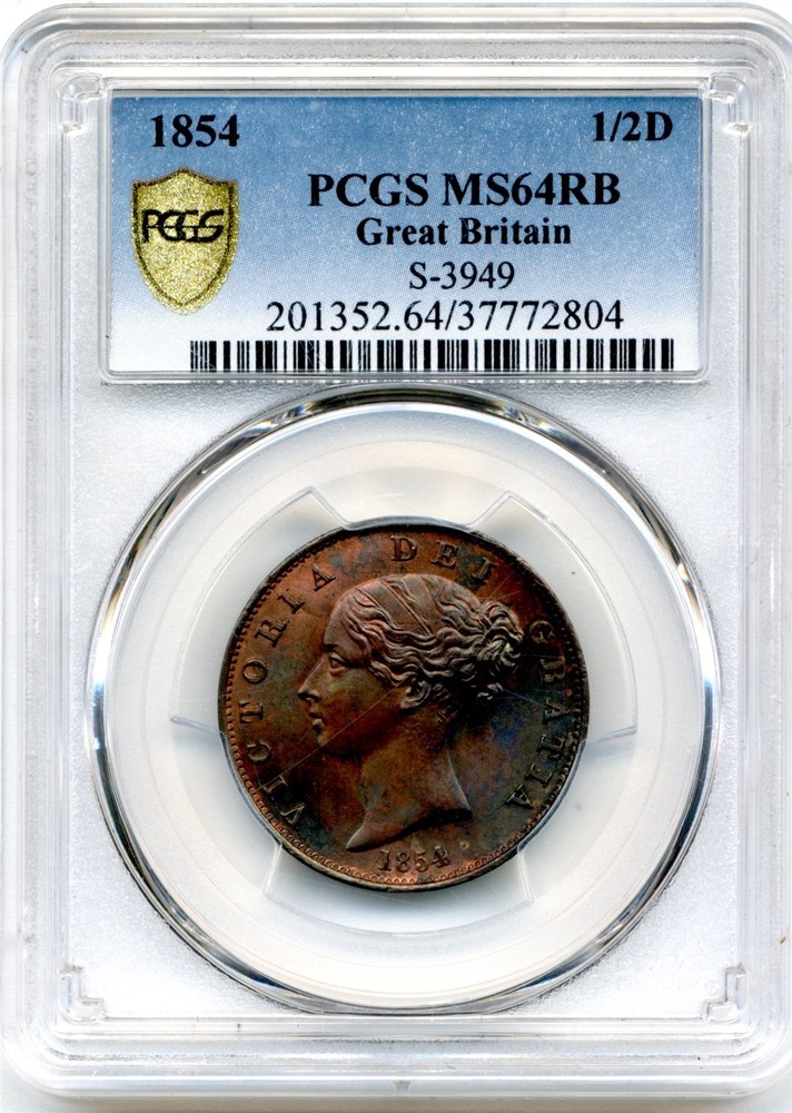 Great Britain. Half Penny. 1854 PCGS MS64 RB