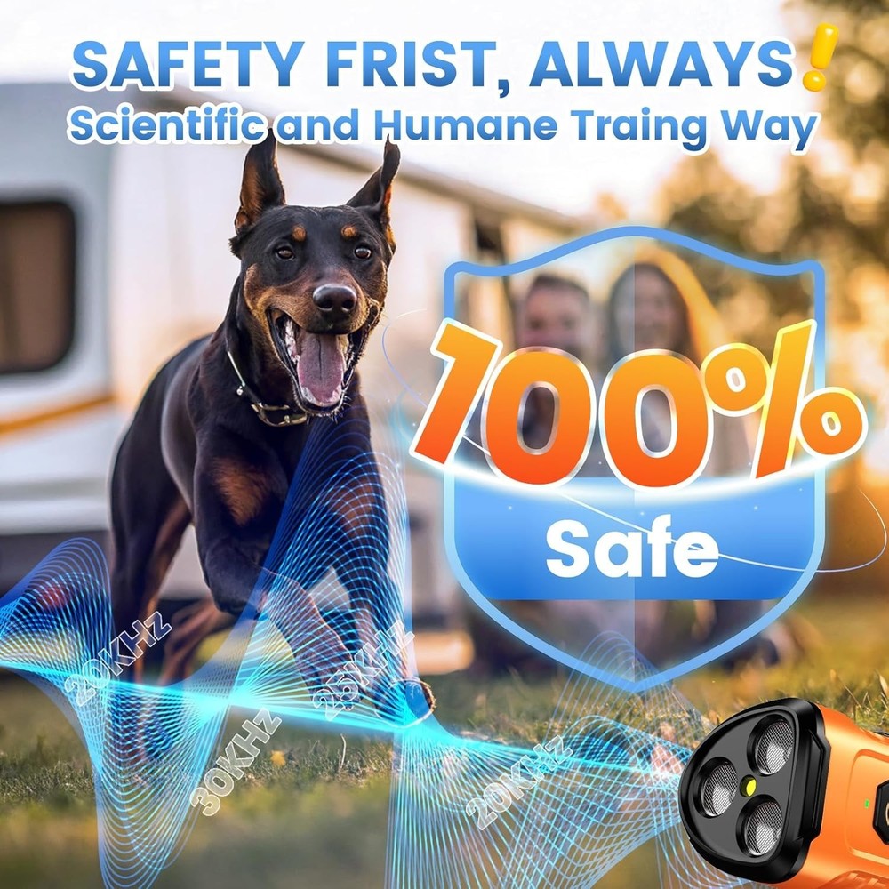 Portable Ultrasonic Bark Control Device - 30 Days Charge - Compact & Effective